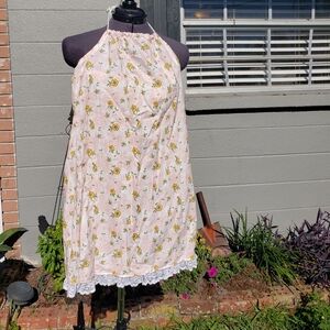 Size Extra Small XS Handmade Sundress White Pink Flowers Lace Trim